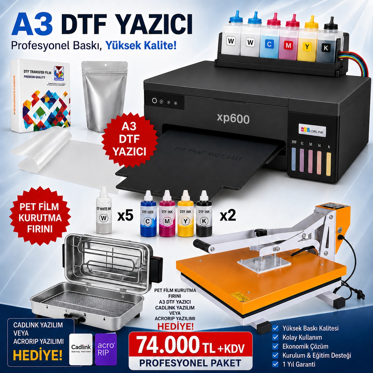 A3 DTF yazıcı baskı makinesi