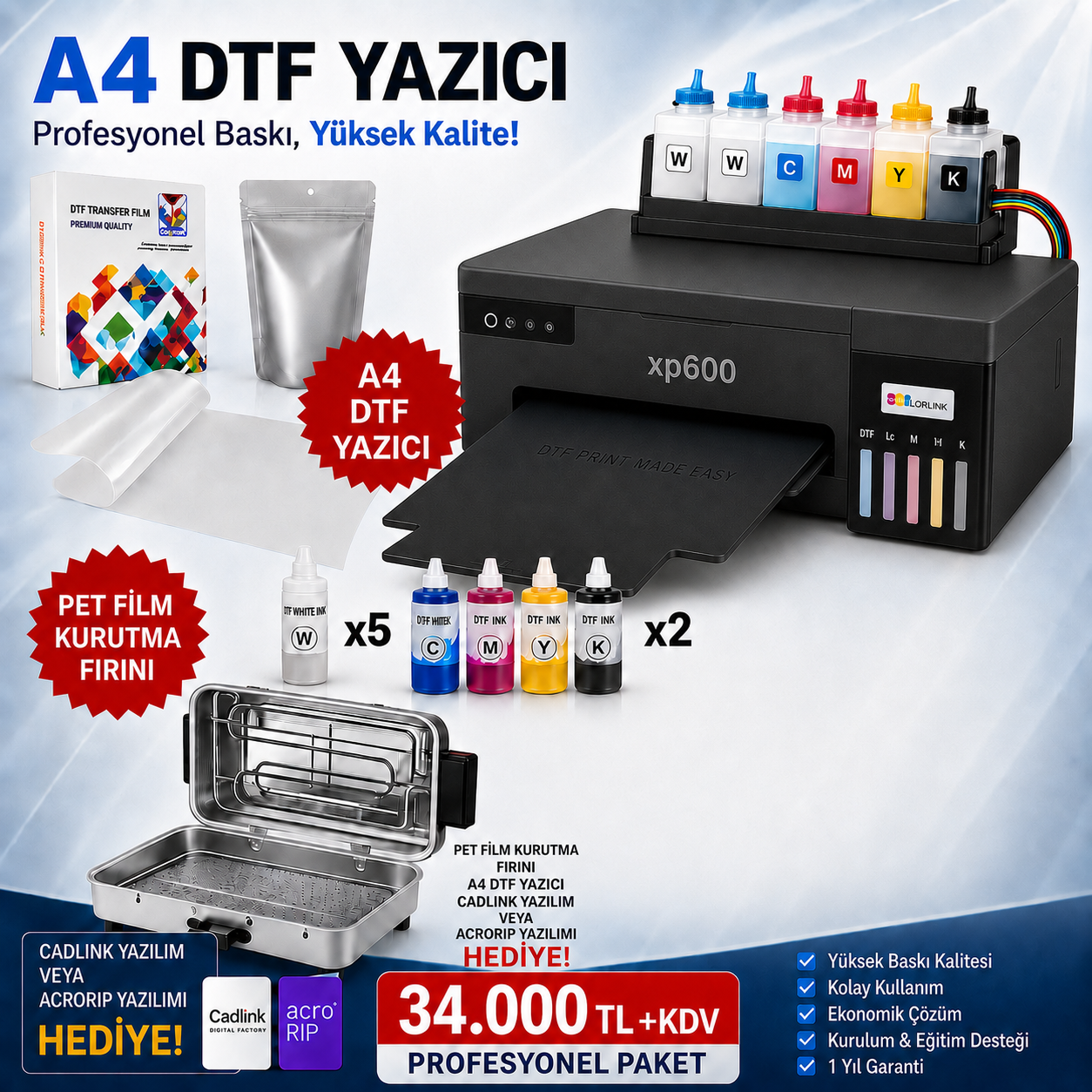 A4 XP600 DTF yazıcı